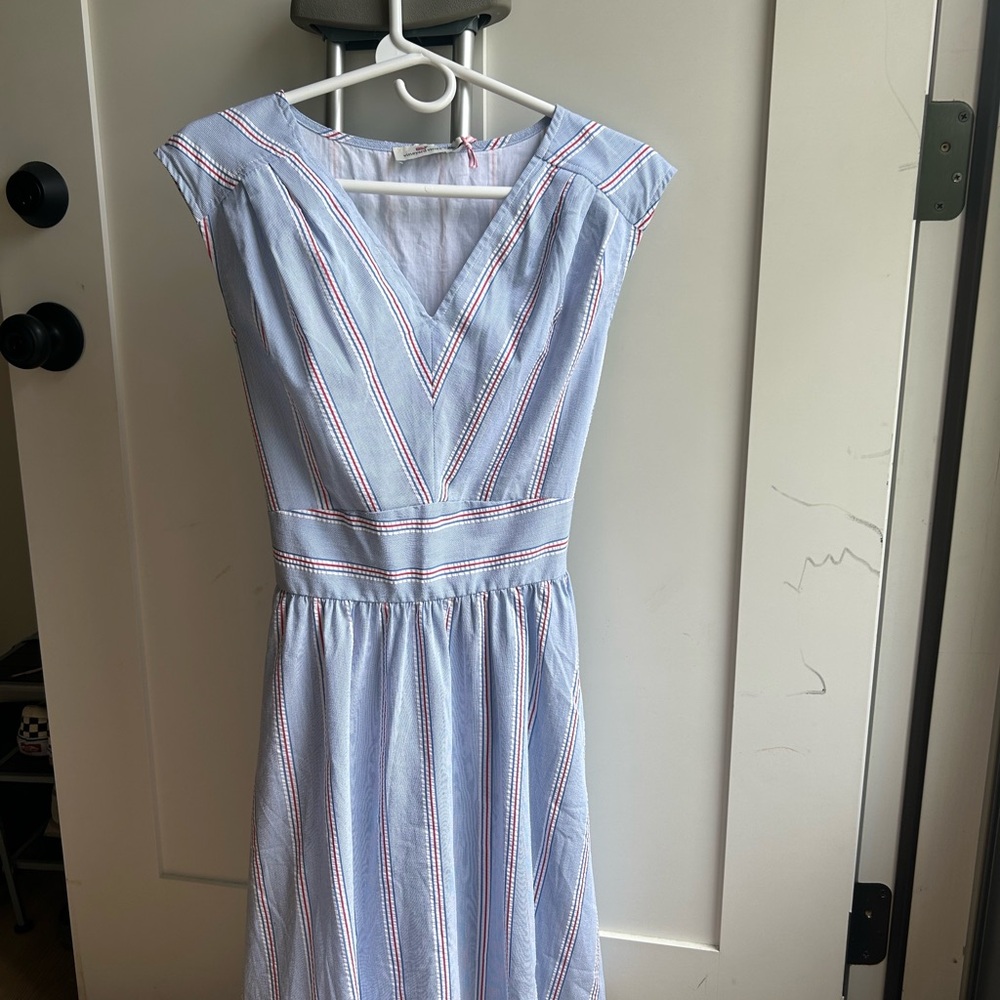 Vineyard Vines Blue Midi Sundress with Cap Sleeves